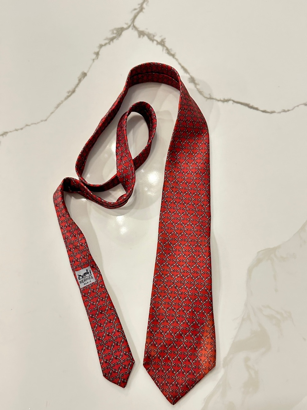 Hermes Soft Red Silk Men's Necktie